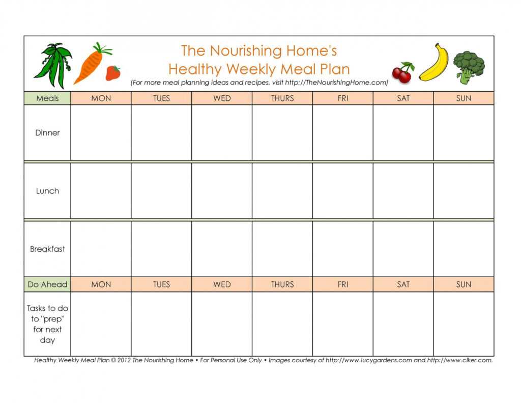 Menu Planning Template Word