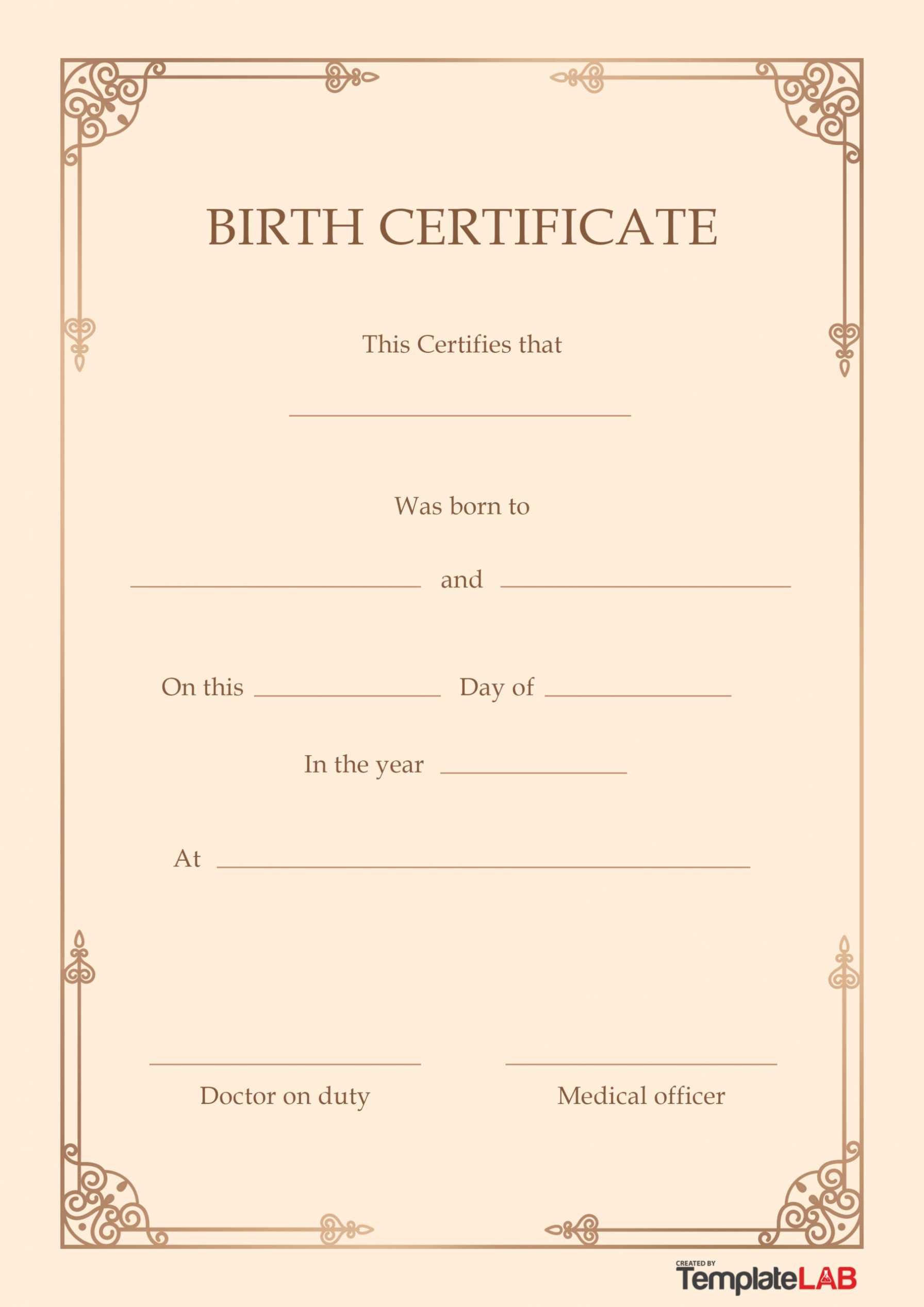15 Birth Certificate Templates (Word &amp; Pdf) ᐅ Templatelab regarding Birth Certificate Template For Microsoft Word
