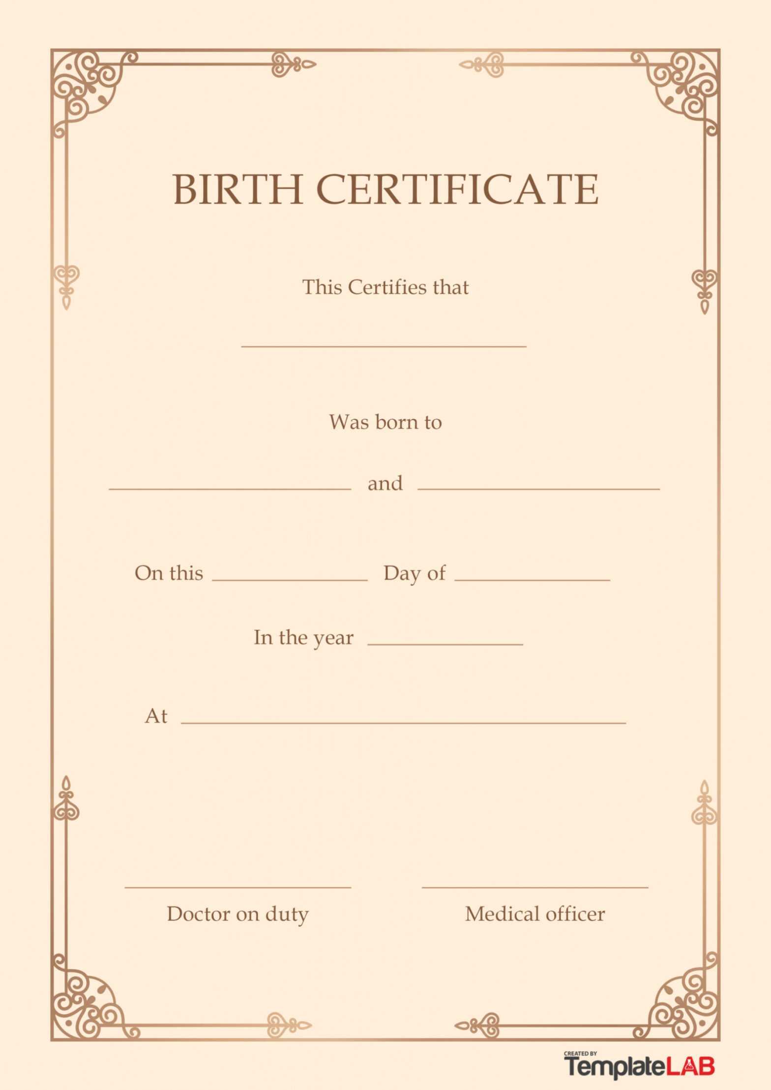 15 Birth Certificate Templates (Word &amp; Pdf) ᐅ Templatelab with regard to Birth Certificate Fake Template