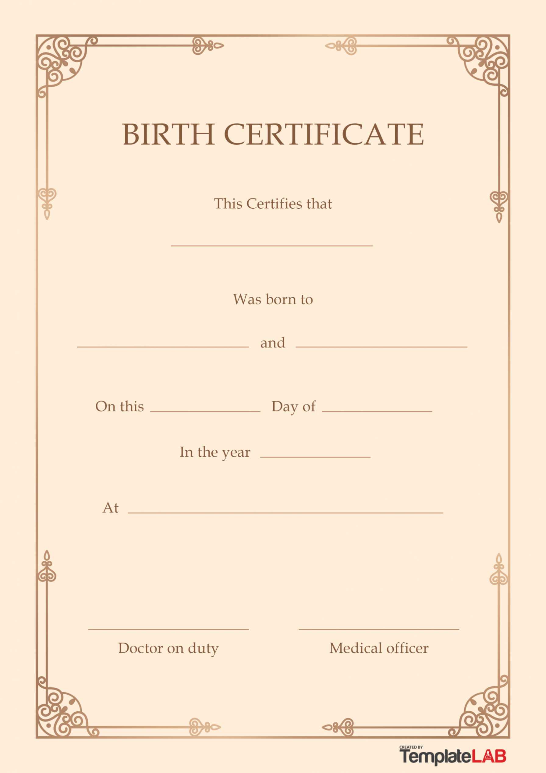 15 Birth Certificate Templates (Word &amp; Pdf) ᐅ Templatelab with regard to Birth Certificate Fake Template