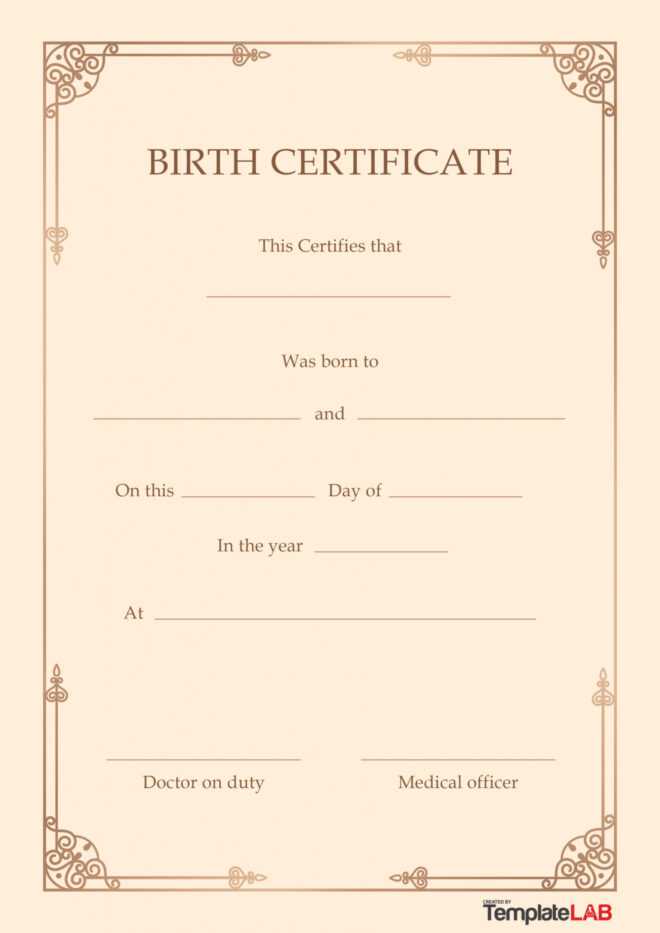 15 Birth Certificate Templates (Word &amp; Pdf) ᐅ Templatelab with regard to Novelty Birth Certificate Template
