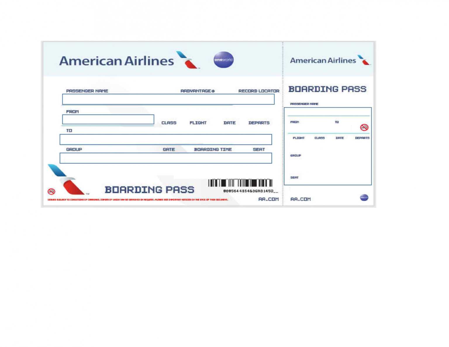 Template For Plane Ticket