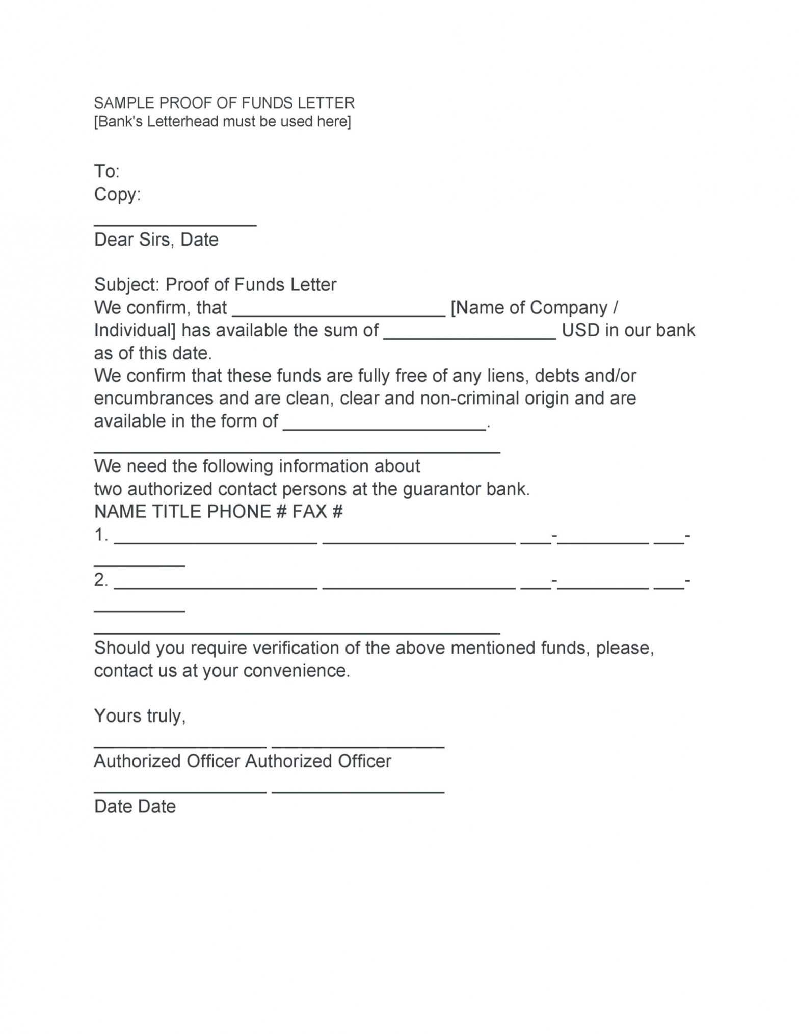 25 Best Proof Of Funds Letter Templates ᐅ Templatelab with Proof Of Funds Letter Template