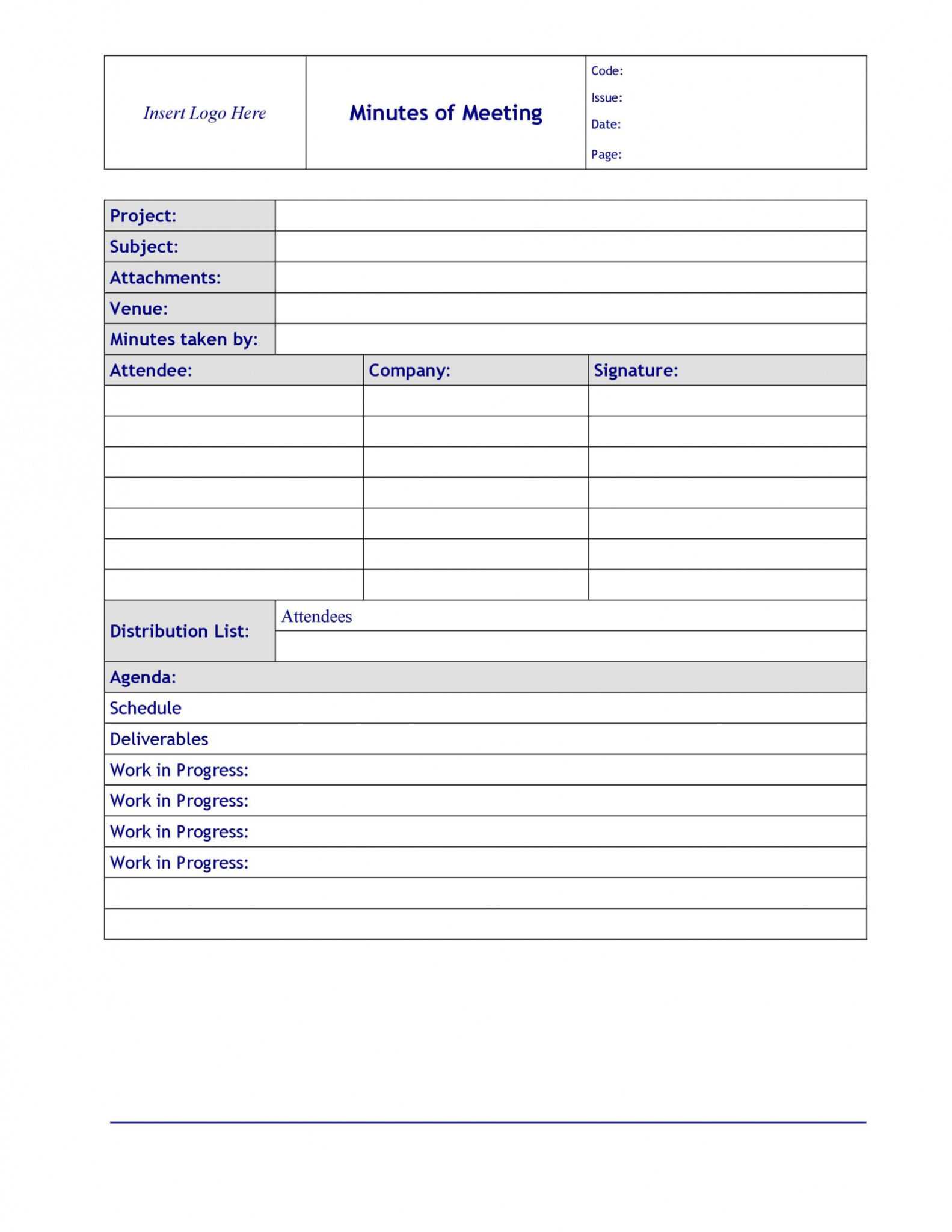 Microsoft Word Meeting Minutes Template