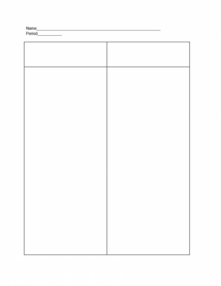 T chart template for word