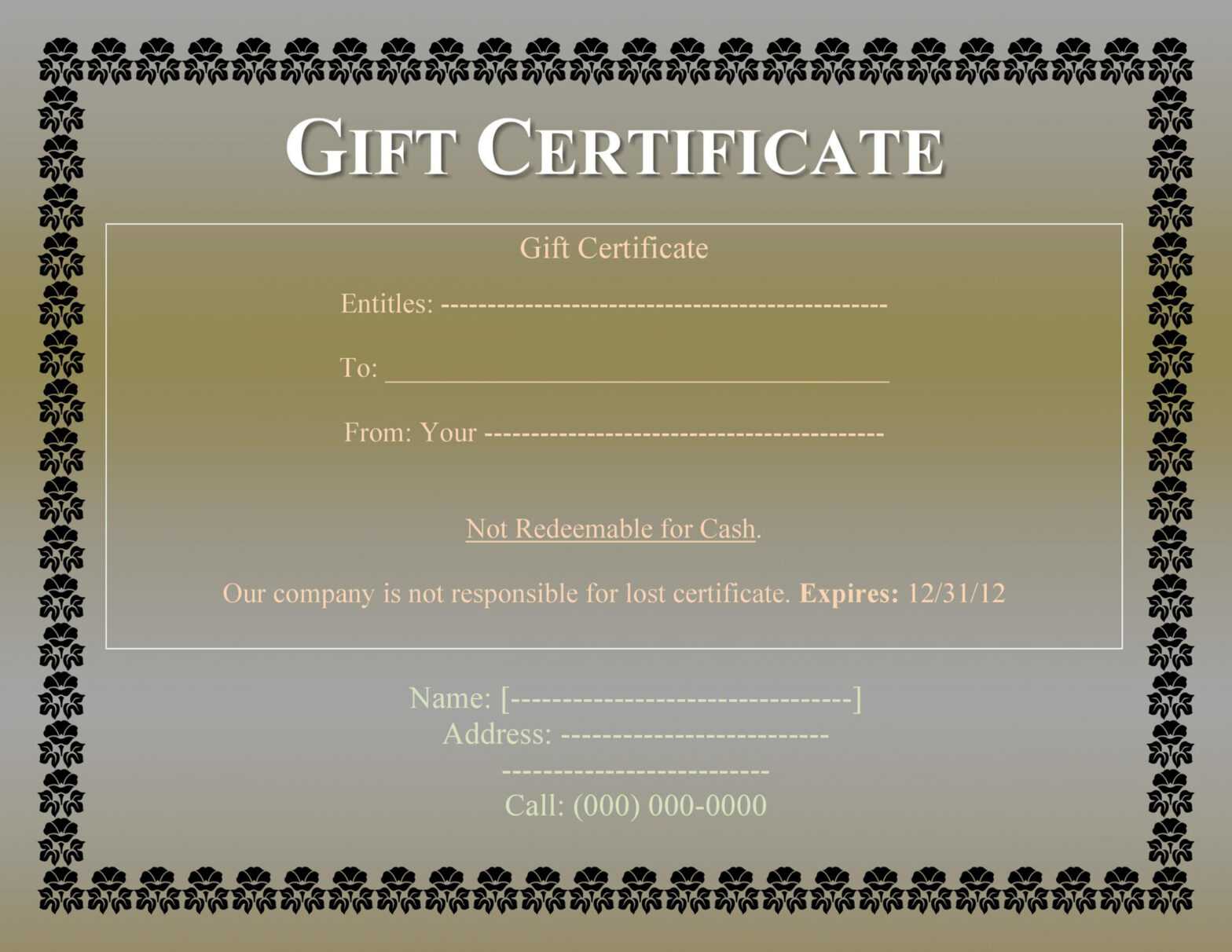 31+ Free Gift Certificate Templates ᐅ Templatelab with Small Certificate Template