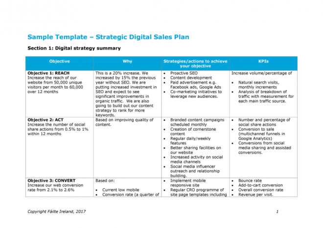 32 Sales Plan &amp; Sales Strategy Templates [Word &amp; Excel] regarding Business Plan To Increase Sales Template