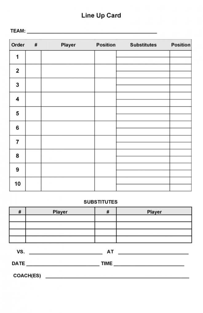 33 Printable Baseball Lineup Templates [Free Download] ᐅ for Softball Lineup Card Template