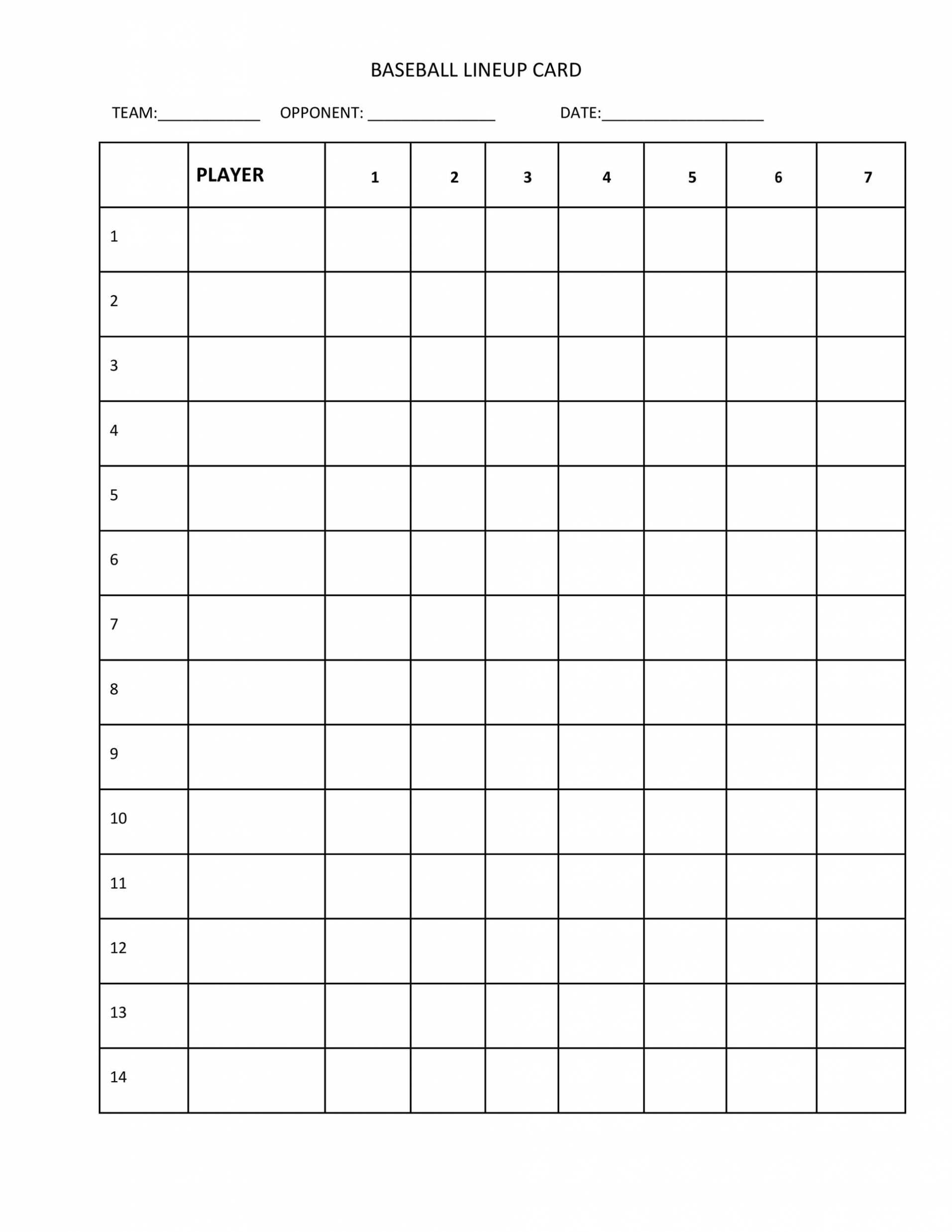 33 Printable Baseball Lineup Templates [Free Download] ᐅ with regard to Free Baseball Lineup Card Template