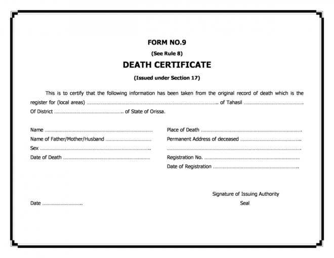 37 Blank Death Certificate Templates [100% Free] ᐅ Templatelab throughout Fake Death Certificate Template