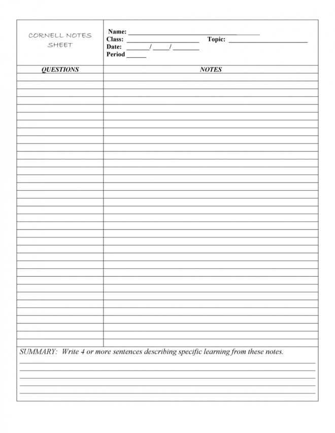 37 Cornell Notes Templates &amp; Examples [Word, Excel, Pdf] ᐅ regarding Note Taking Template Word