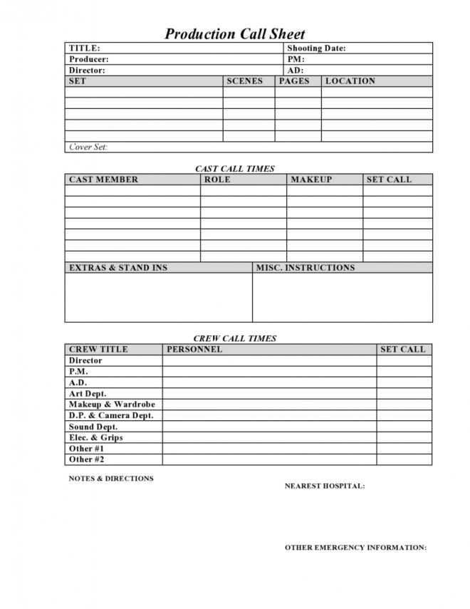 39 Simple Call Sheet Templates (Free) - Templatearchive pertaining to Blank Call Sheet Template
