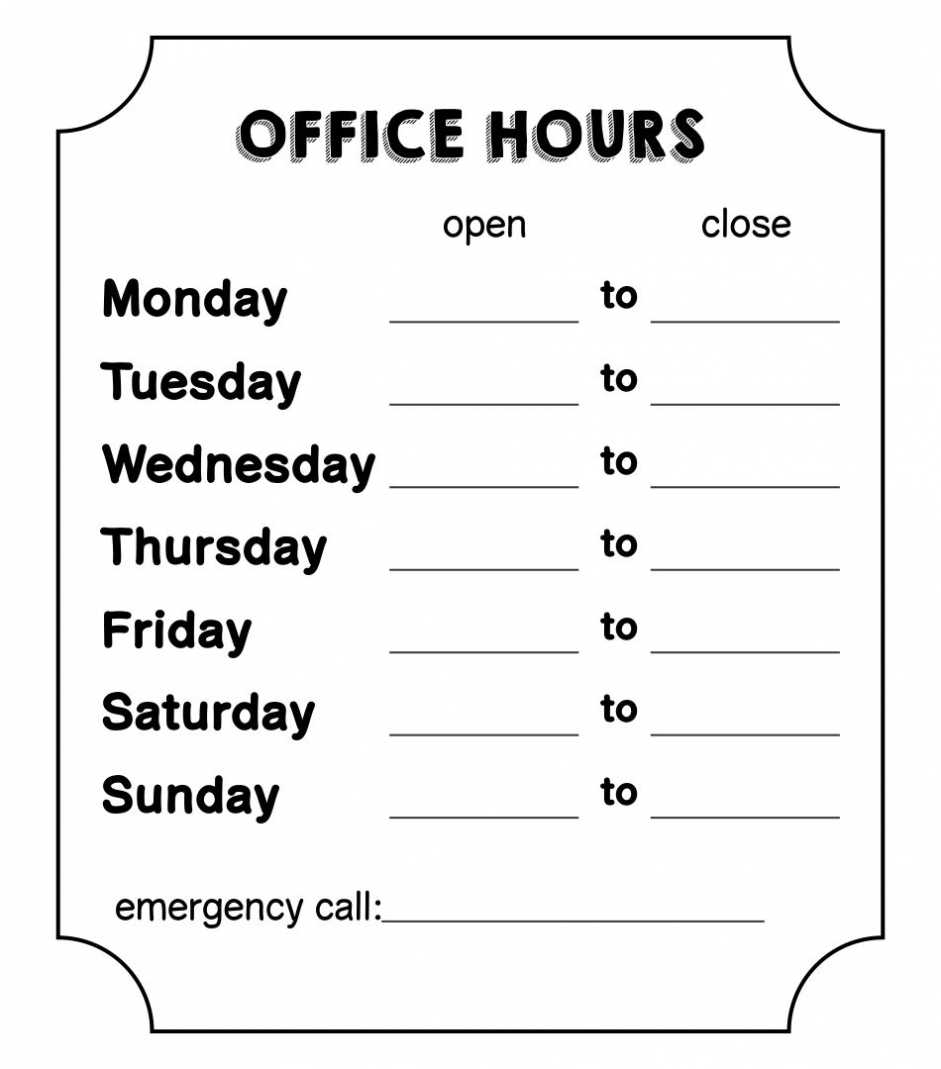 4 Best Free Printable Business Hours Sign Template pertaining to Printable Business Hours Sign Template