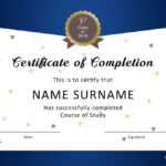 40 Fantastic Certificate Of Completion Templates [Word throughout Blank Certificate Templates Free Download