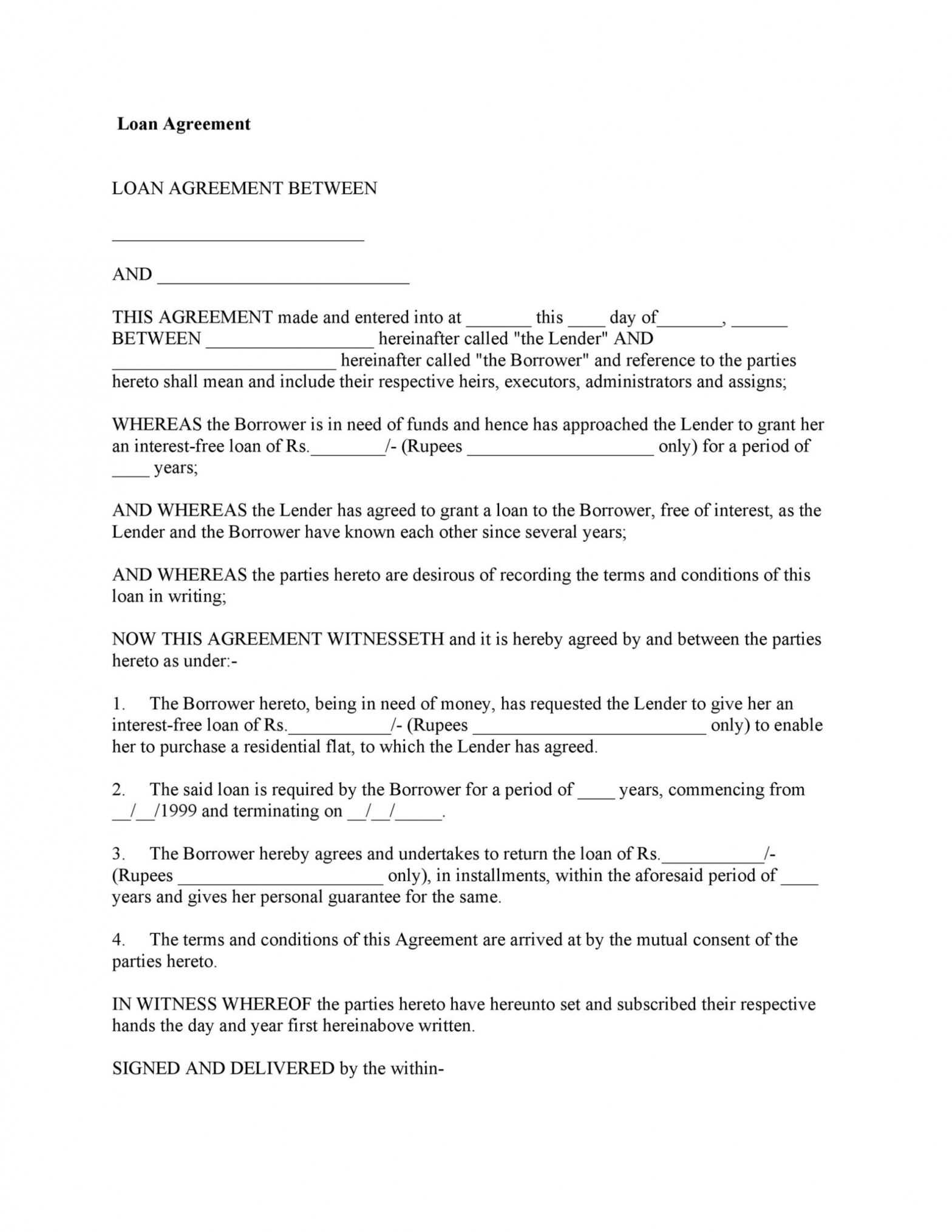 40+ Free Loan Agreement Templates [Word &amp; Pdf] ᐅ Templatelab in Free Installment Loan Agreement Template