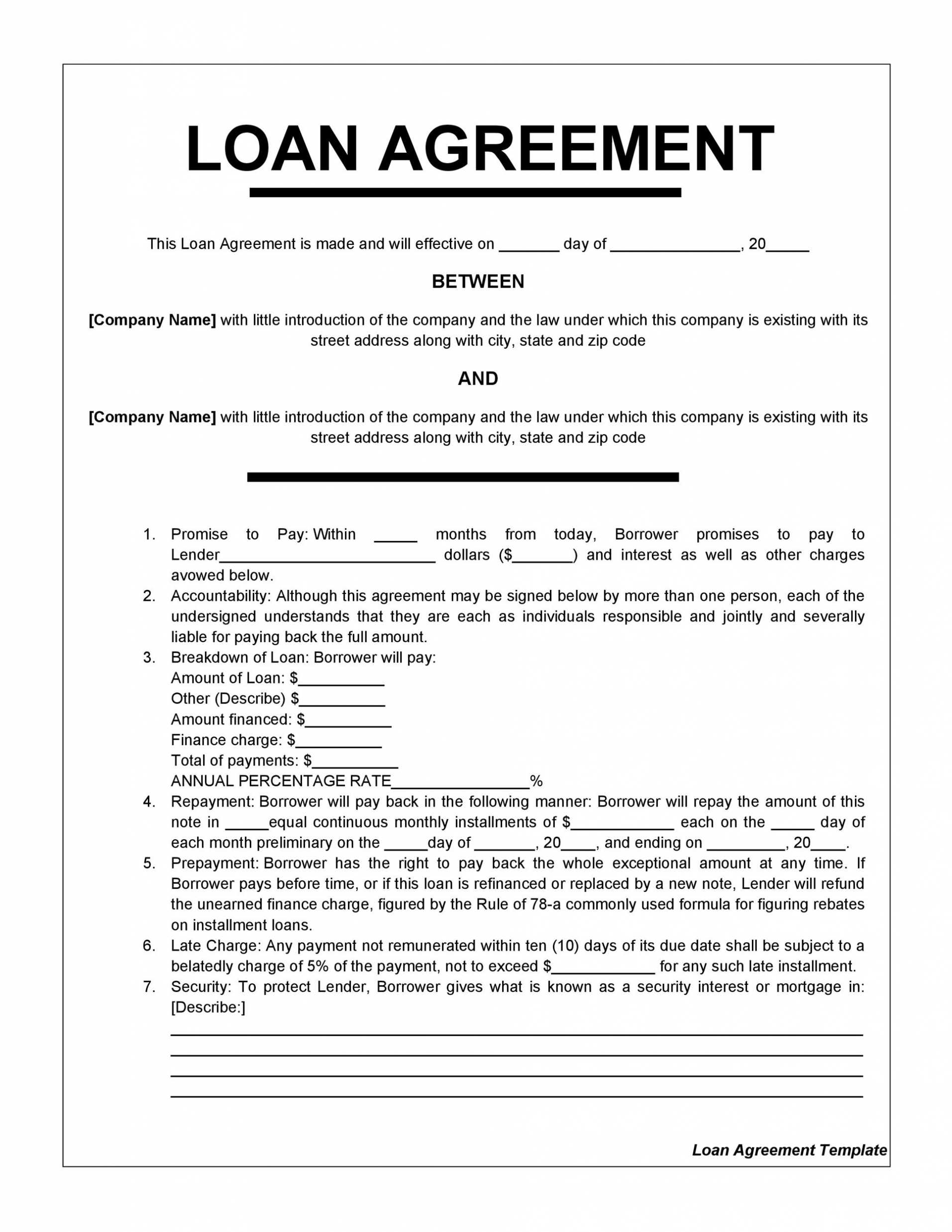 40+ Free Loan Agreement Templates [Word &amp; Pdf] ᐅ Templatelab within Business Loan Agreement Template