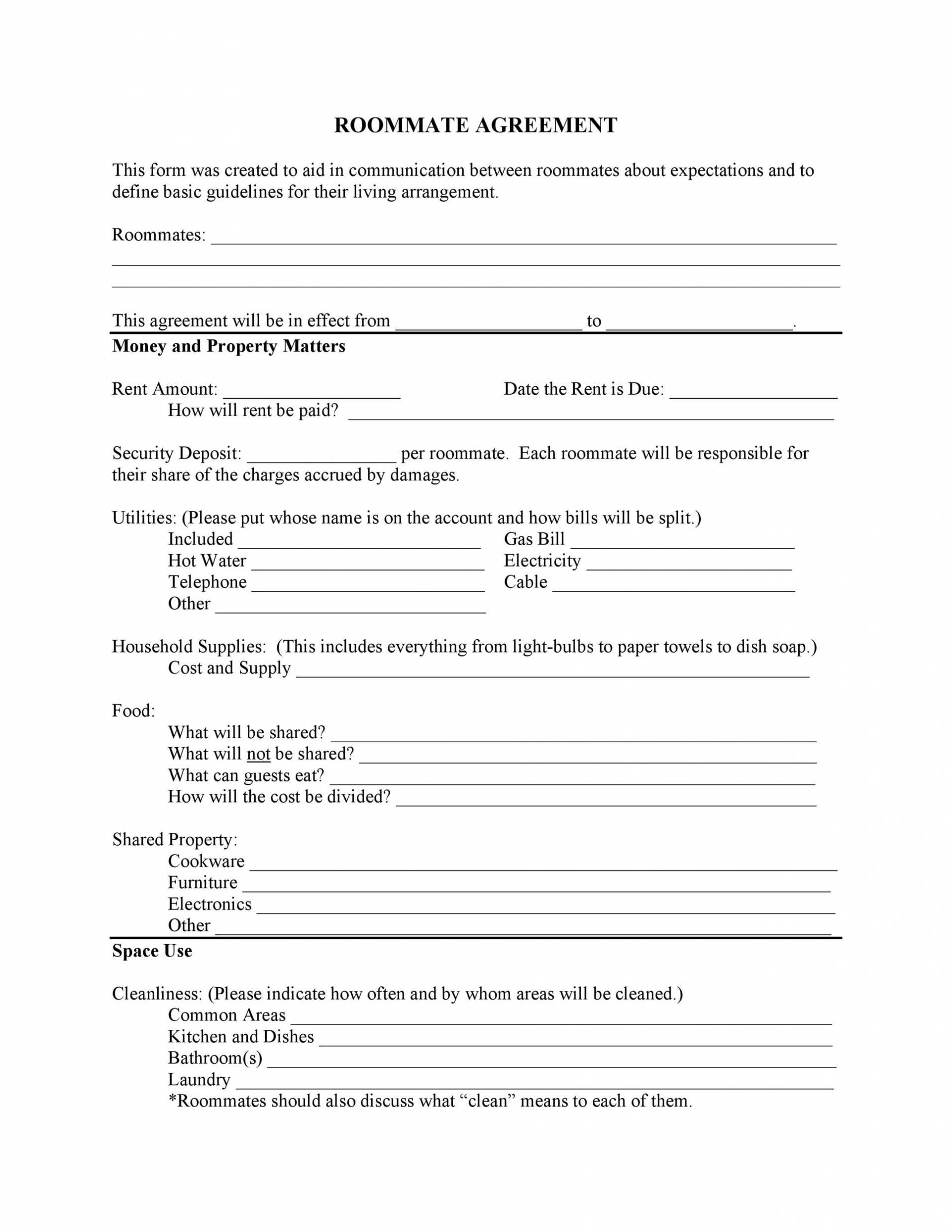 House And Flat Share Agreement Contract Template