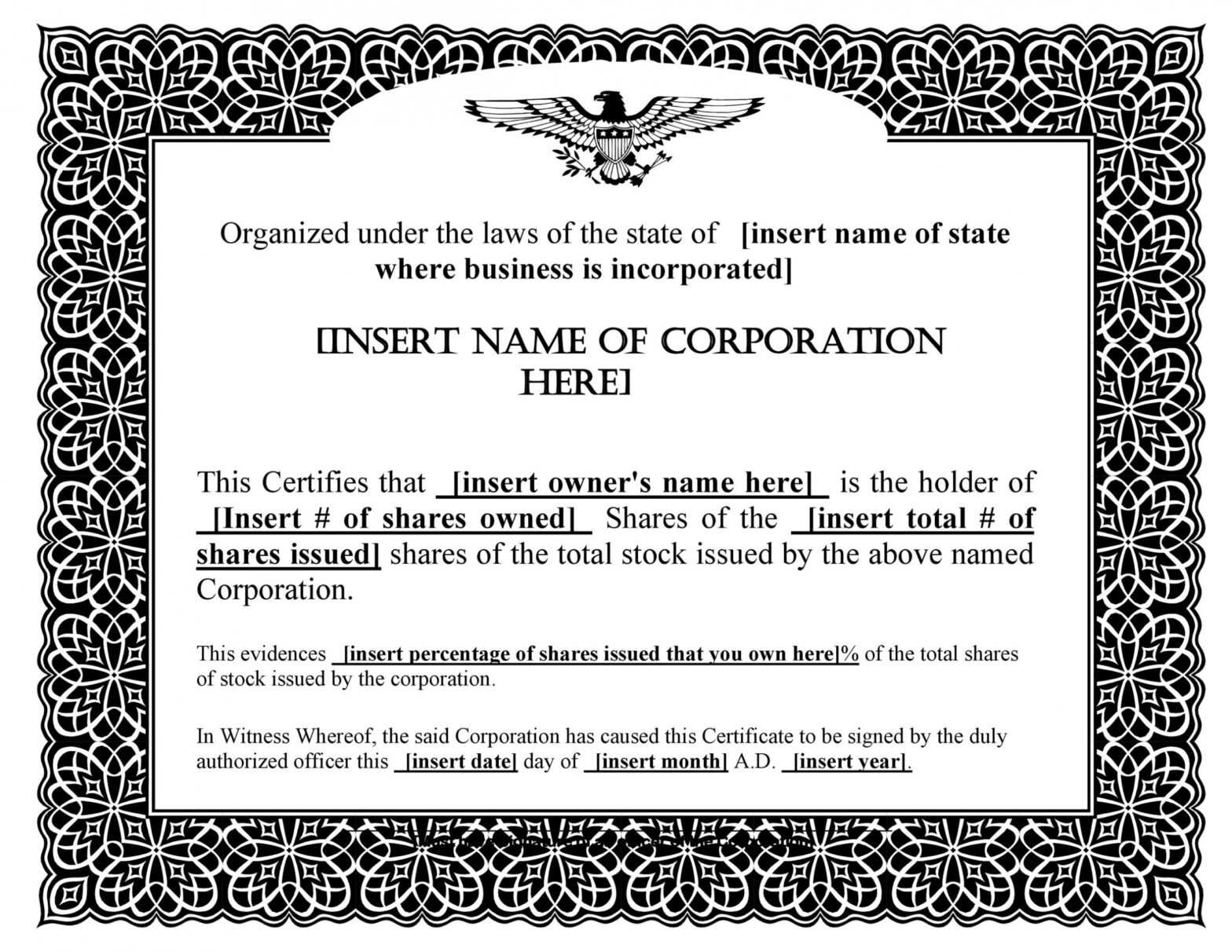40+ Free Stock Certificate Templates (Word, Pdf) ᐅ Templatelab within Corporate Share Certificate Template