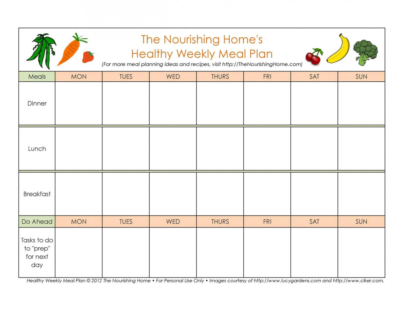 40+ Weekly Meal Planning Templates ᐅ Templatelab regarding Weekly Menu Template Word