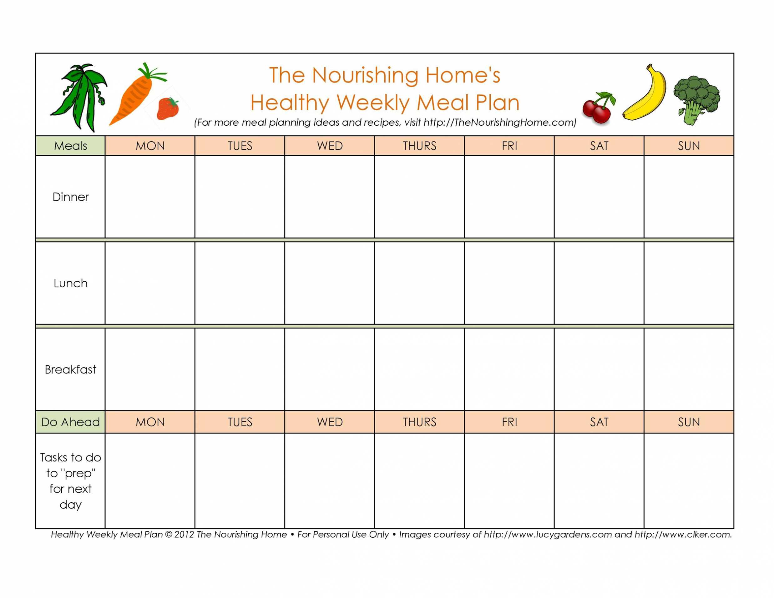 40+ Weekly Meal Planning Templates ᐅ Templatelab regarding Weekly Menu Template Word