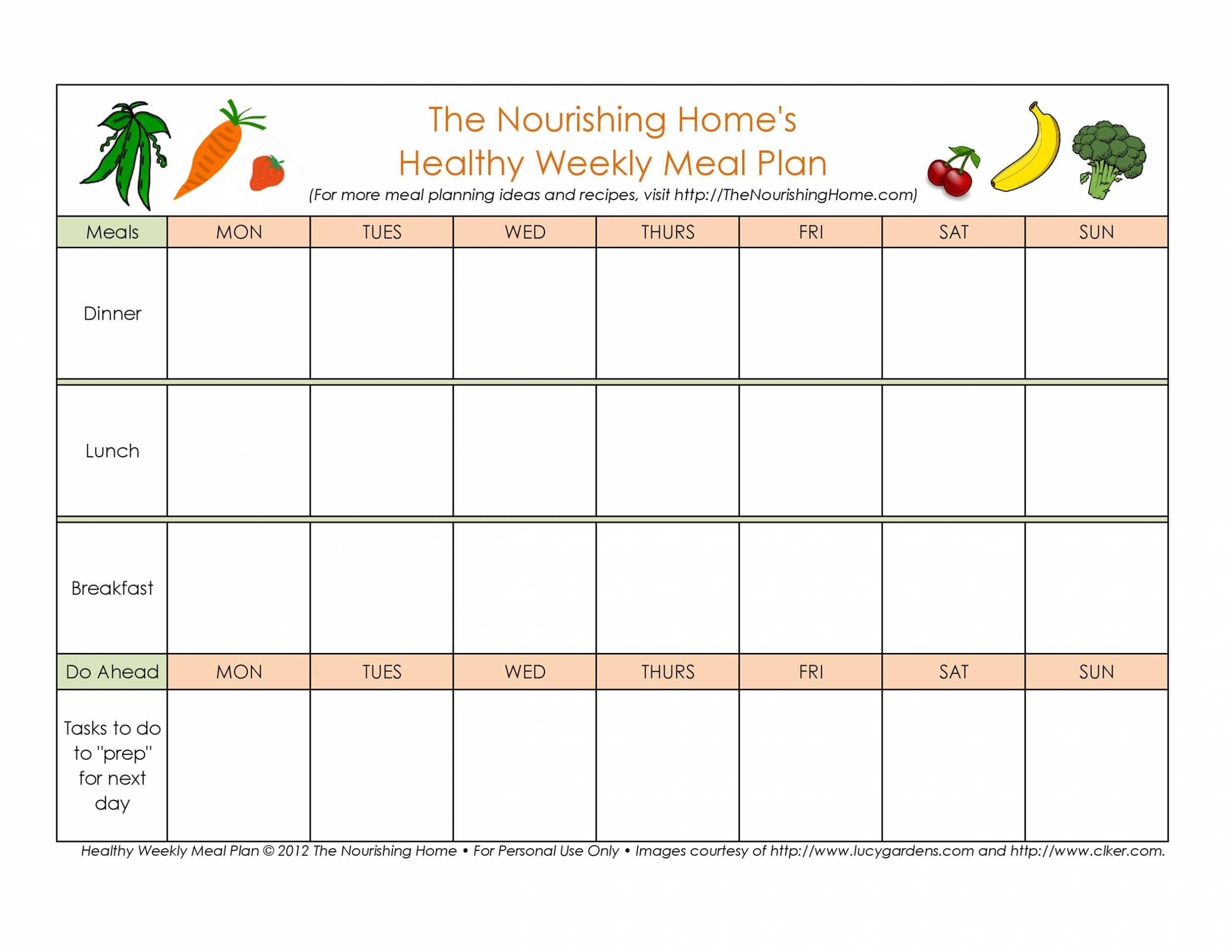 40+ Weekly Meal Planning Templates ᐅ Templatelab with Menu Planning Template Word