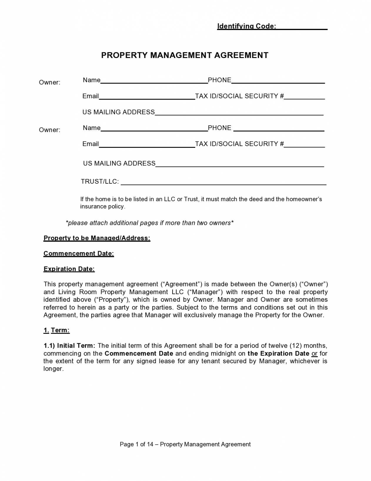 42 Simple Property Management Agreements [Word / Pdf] ᐅ for Free Commercial Property Management Agreement Template