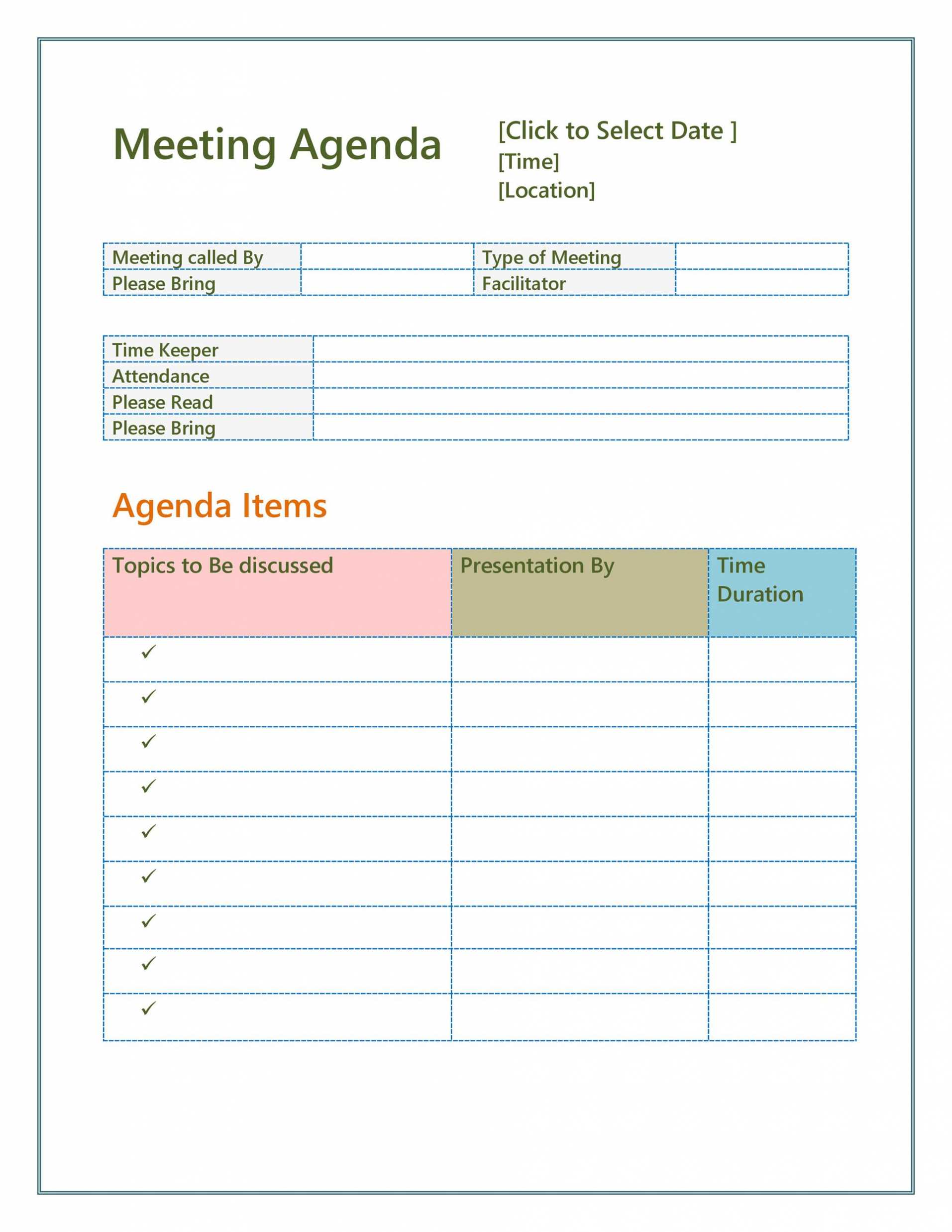 46 Effective Meeting Agenda Templates ᐅ Templatelab pertaining to Free Meeting Agenda Templates For Word