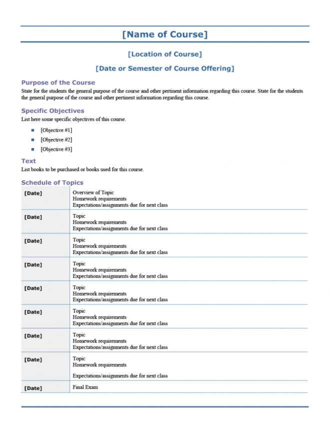 47 Editable Syllabus Templates (Course Syllabus) ᐅ Templatelab in Blank Syllabus Template