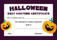 5 Best Halloween Costume Award Printable Certificates throughout Halloween Costume Certificate Template
