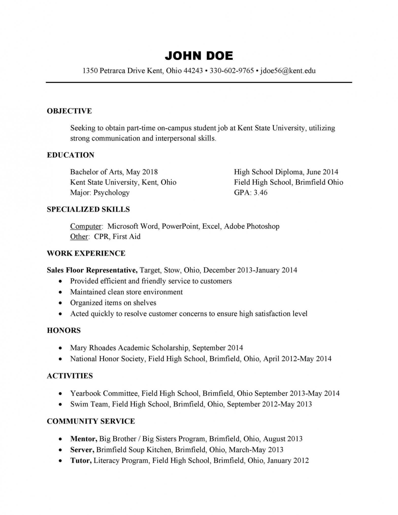 50 College Student Resume Templates (&amp; Format) ᐅ Templatelab throughout College Student Resume Template Microsoft Word