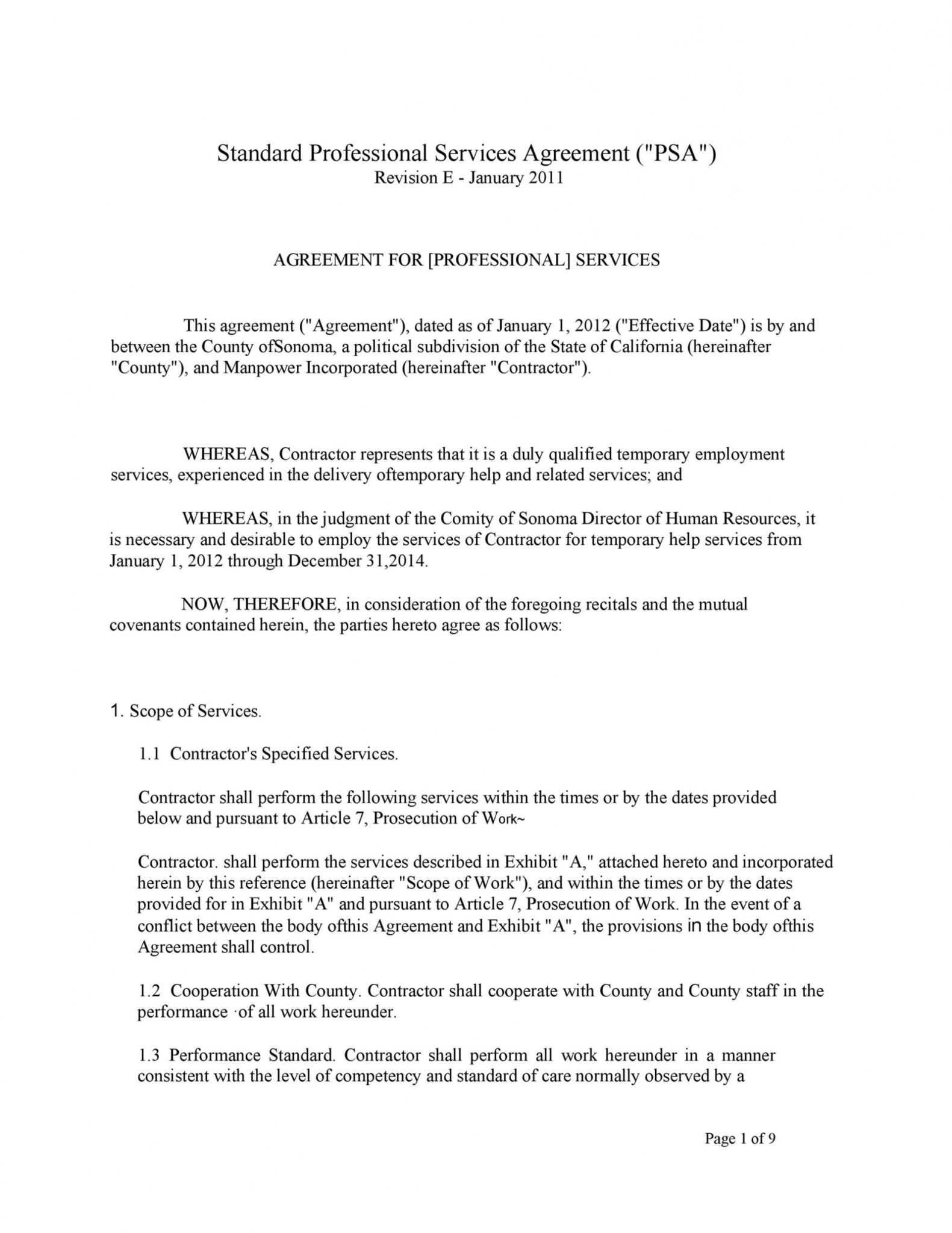 Free Terms Of Service Agreement Template