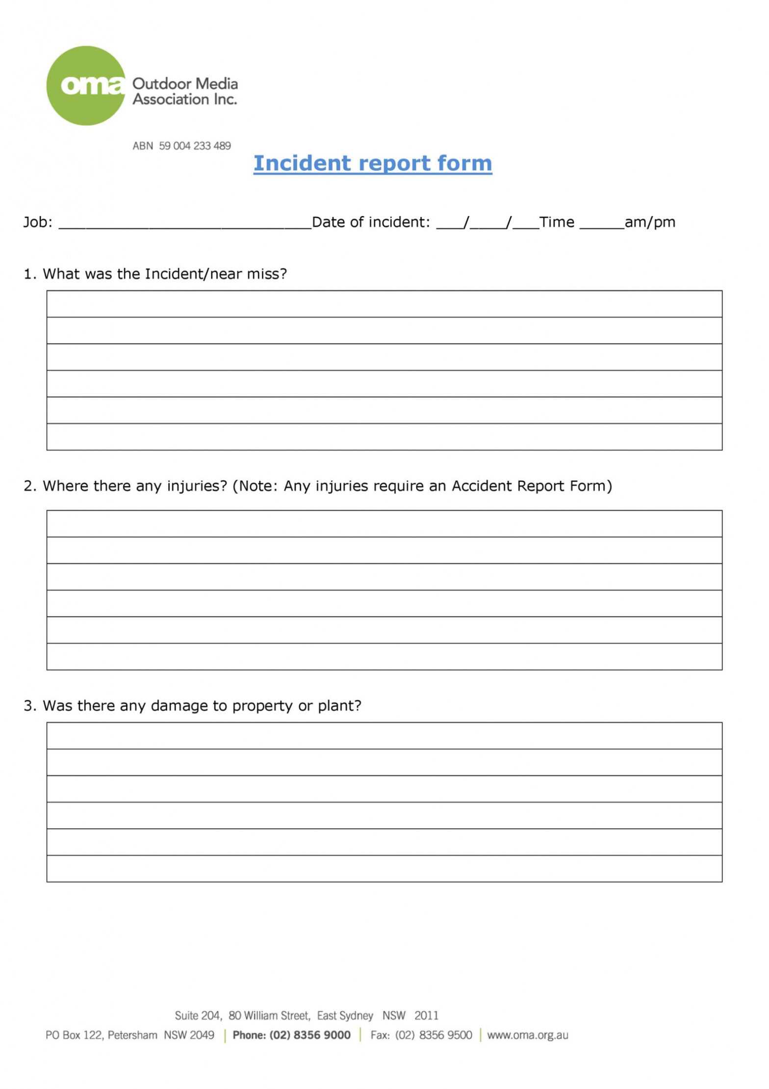 60+ Incident Report Template [Employee, Police, Generic] ᐅ inside Generic Incident Report Template