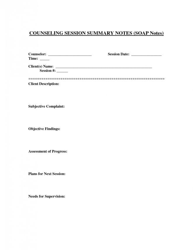 7 Best Printable Counseling Soap Note Templates - Printablee with Soap Notes Counseling Template