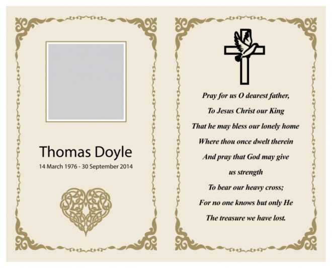 7 Best Printable Memorial Card Templates - Printablee pertaining to Memorial Cards For Funeral Template Free