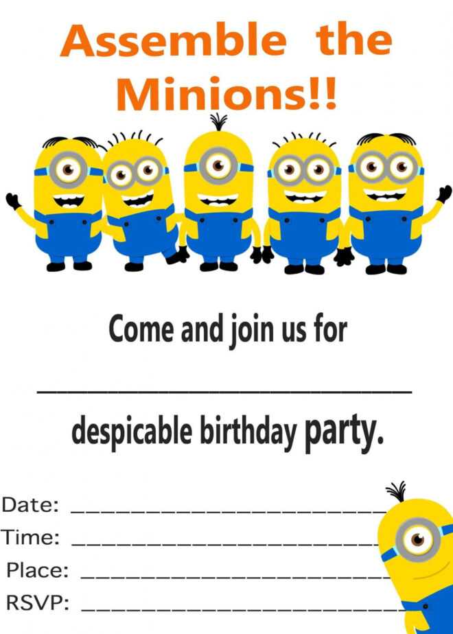 97 Blank Birthday Invitation Card Template Minion Formating for Minion Card Template