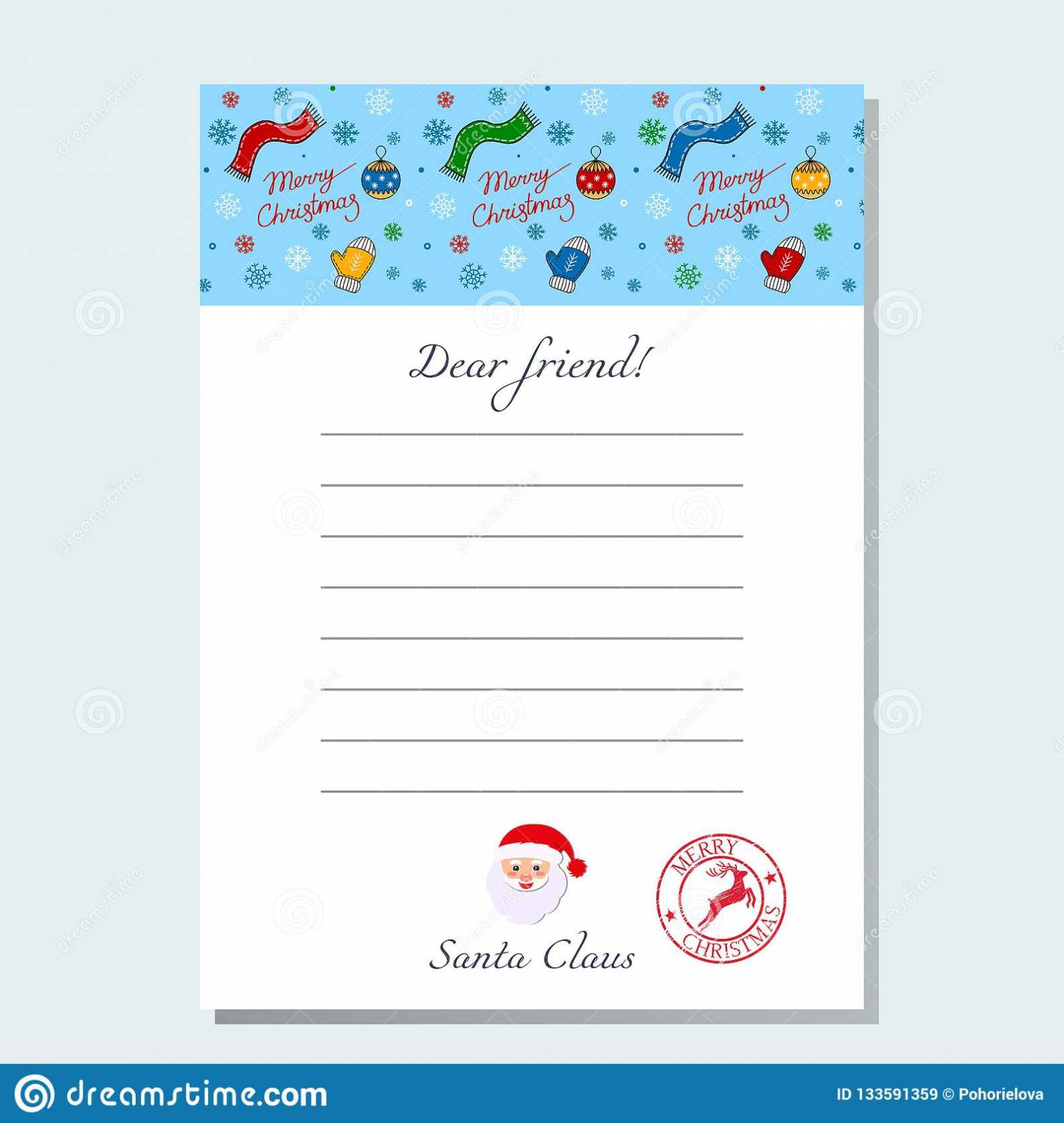 A Letter Of Santa Claus On A Beautiful Letterhead - Template for Santa Letterhead Template