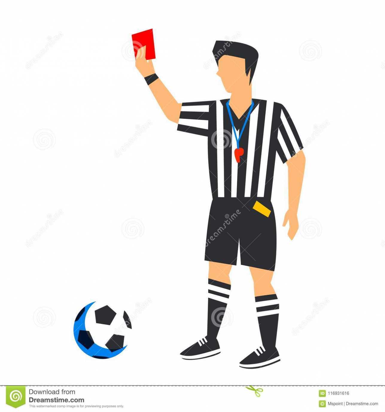 Abstract In Blue Football Referee With Red Card And Ball in Football Referee Game Card Template