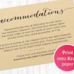 Accommodations Card · Wedding Templates And Printables with regard to Wedding Hotel Information Card Template