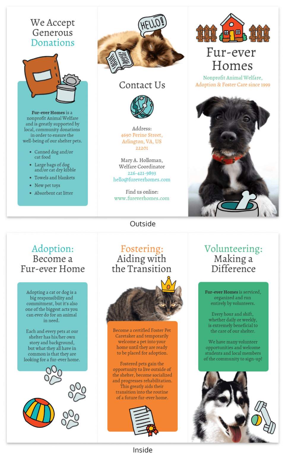 Animal Rescue Tri Fold Brochure in Dog Adoption Flyer Template