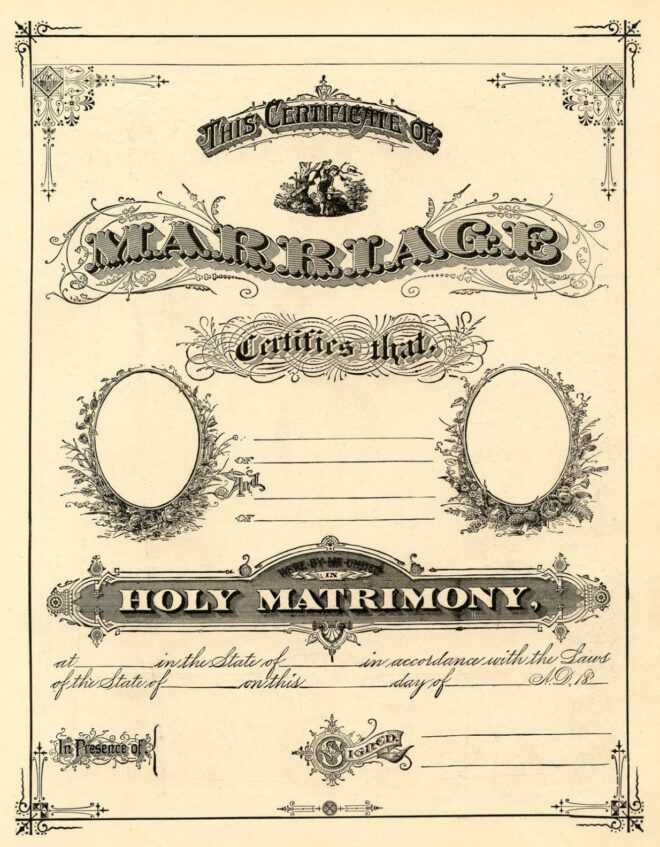 Antique Ephemera Clip Art - Printable Marriage Certificate regarding Blank Marriage Certificate Template