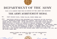 Army Achievement Medal for Army Certificate Of Achievement Template