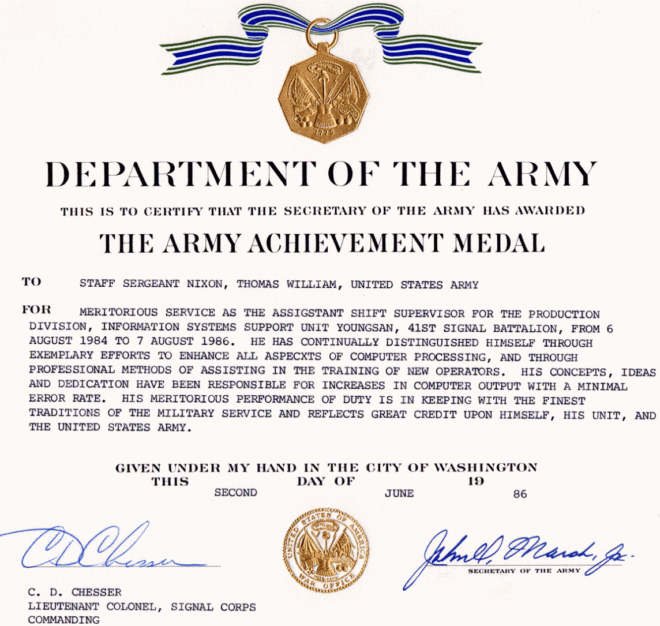 Army Achievement Medal for Army Certificate Of Achievement Template