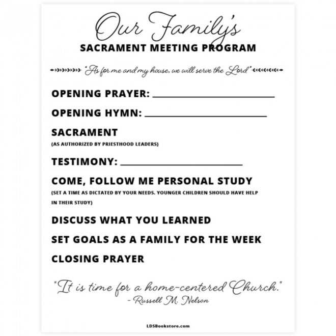 At-Home Sacrament Meeting Program - Printable in Lds Sacrament Meeting Program Template