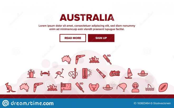 Australia Country Landing Header Vector Editorial Stock regarding Sharkfin Banner Template
