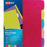 Avery Big Tab Reversible Fashion Dividers, Assorted Colors, 5-Tab Set -  Walmart inside 5 Tab Label Template