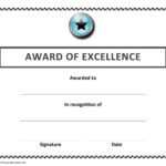 Award Of Excellence Certificate Template with Congratulations Certificate Word Template
