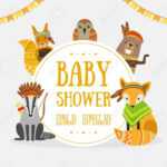 Baby Shower Banner Template With Place For Text And Cute Wild Ethnic  Animals Vector Illustration, Web Design. with regard to Baby Shower Banner Template