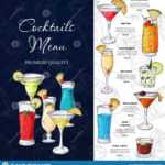 Bar Menu Design. Template For Cocktail Drinks. Brochure With intended for Cocktail Menu Template Word Free