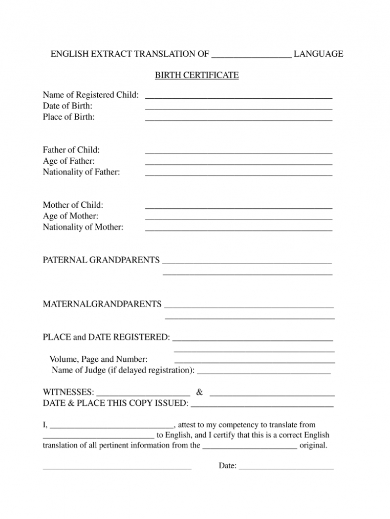 Birth Certificate Format In English Pdf - Fill Out And Sign Printable Pdf  Template | Signnow pertaining to Birth Certificate Translation Template Uscis