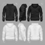 Black And White Blank Sweatshirt Hoodie Vector Templates inside Blank Black Hoodie Template